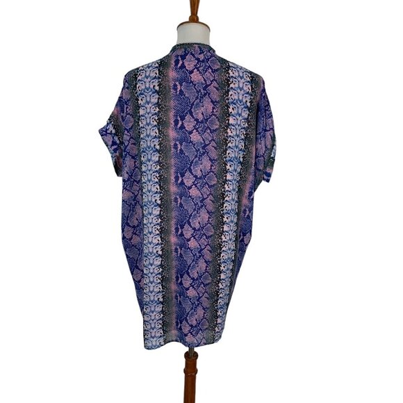 Karlie Dress Womens Medium Blue Tunic Short Sleeve Boho Festival Vacay - Picture 4 of 6